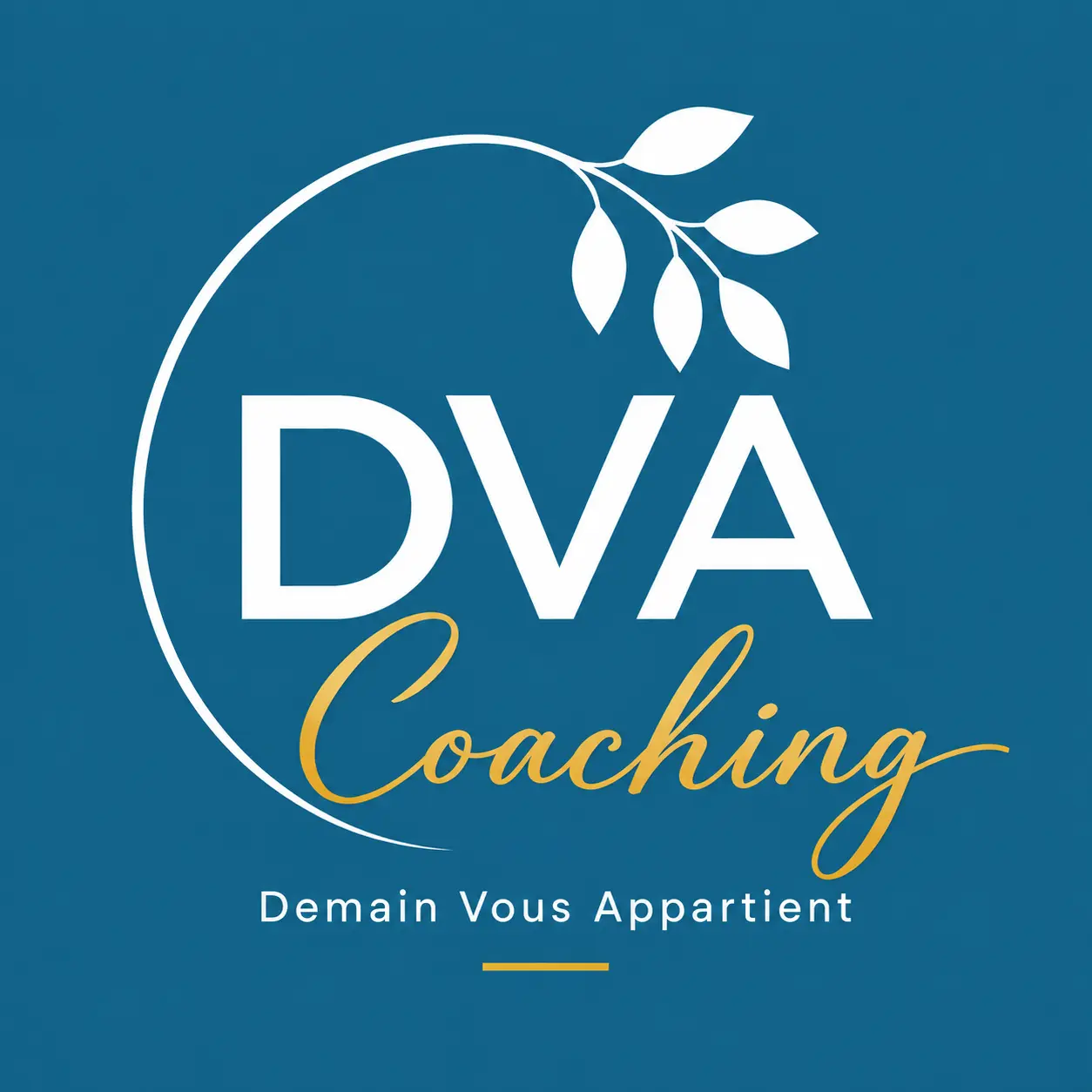 Logo DVA Coaching sur fond bleu – coach certifiée Béziers Ouest Hérault